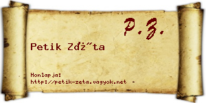 Petik Zéta névjegykártya